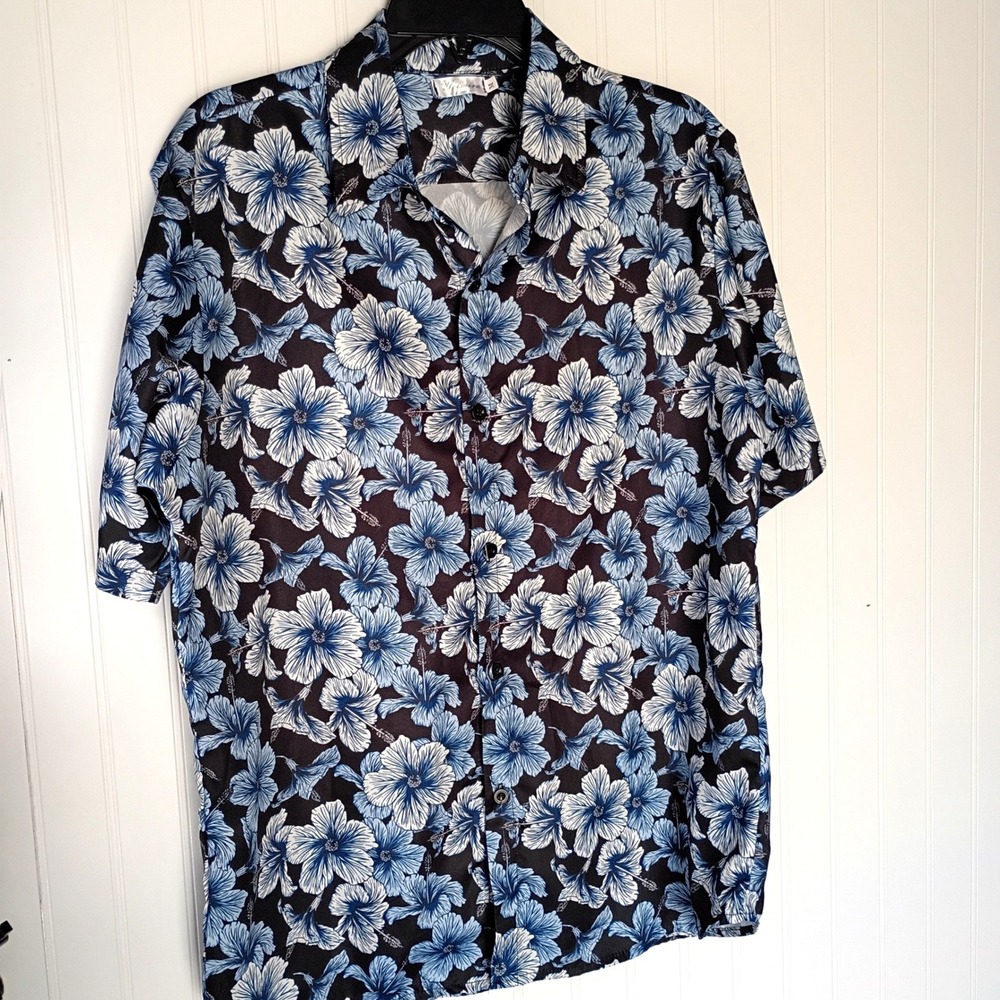 Yoimira Hawaiian Print Mens Medium Casual Short Sleeve Floral Aloha Beach Shirt